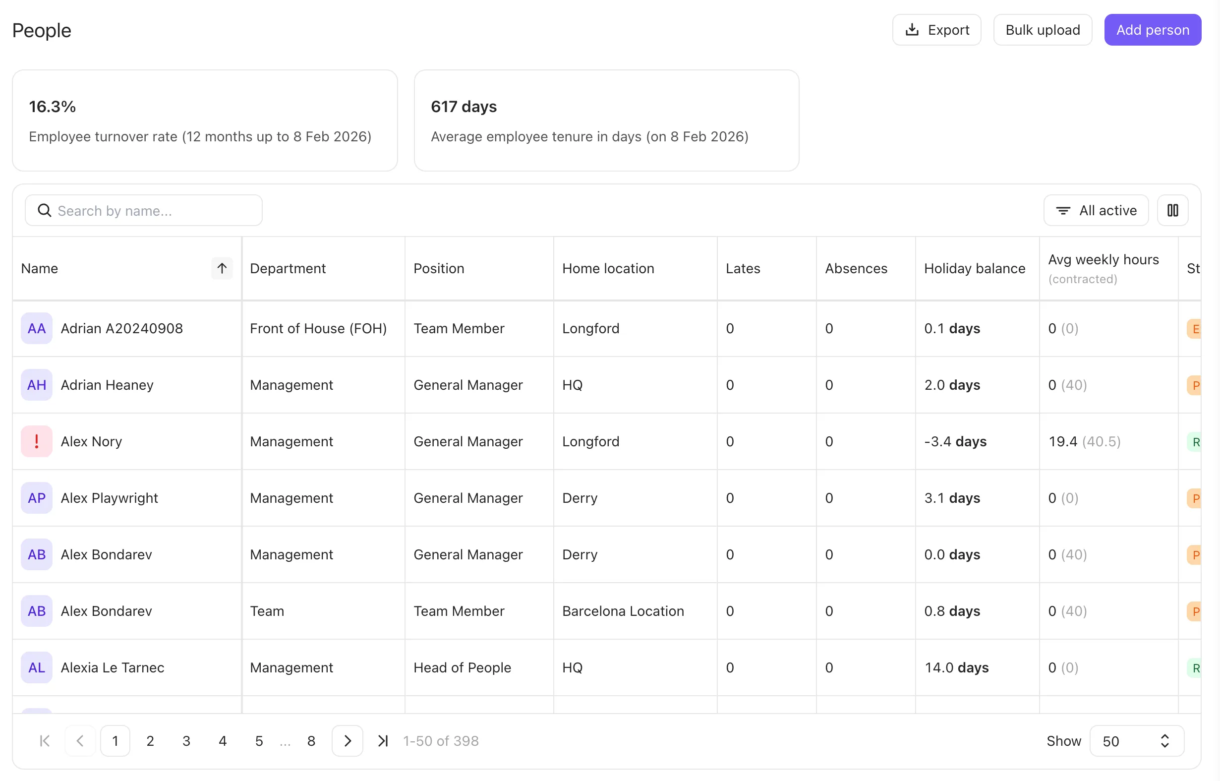Nory analytics and reporting view